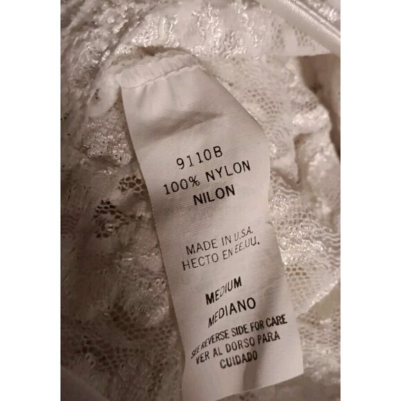 Vtg Adonna Womens M White Babydoll Short Nightie Sequins Lace Nylon Sheer Sexy - Picture 6 of 6